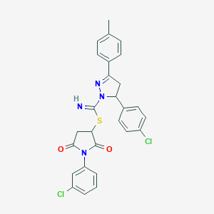 1-(3-chlorophenyl)-2,5-dioxopyrrolidin-3-yl 5-(4-chlorophenyl)-3-(4-methylphenyl)-4,5-dihydro-1H-pyrazole-1-carbimidothioate