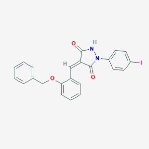 molecular formula C23H17IN2O3 B408152 4-[2-(Benzyloxy)benzylidene]-1-(4-iodophenyl)-3,5-pyrazolidinedione 