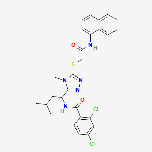 molecular formula C27H27Cl2N5O2S B4081525 2,4-dichloro-N-[3-methyl-1-(4-methyl-5-{[2-(1-naphthylamino)-2-oxoethyl]thio}-4H-1,2,4-triazol-3-yl)butyl]benzamide 