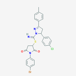 molecular formula C27H22BrClN4O2S B408155 1-(4-bromophenyl)-2,5-dioxopyrrolidin-3-yl 5-(4-chlorophenyl)-3-(4-methylphenyl)-4,5-dihydro-1H-pyrazole-1-carbimidothioate 