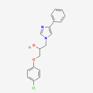 molecular formula C18H17ClN2O2 B4081577 1-(4-chlorophenoxy)-3-(4-phenyl-1H-imidazol-1-yl)-2-propanol 