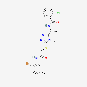 molecular formula C22H23BrClN5O2S B4081581 N-{1-[5-({2-[(2-bromo-4,5-dimethylphenyl)amino]-2-oxoethyl}thio)-4-methyl-4H-1,2,4-triazol-3-yl]ethyl}-2-chlorobenzamide 