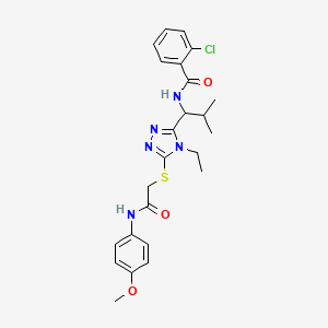 molecular formula C24H28ClN5O3S B4081619 2-chloro-N-{1-[4-ethyl-5-({2-[(4-methoxyphenyl)amino]-2-oxoethyl}thio)-4H-1,2,4-triazol-3-yl]-2-methylpropyl}benzamide 