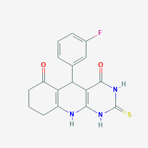 molecular formula C17H14FN3O2S B4081645 5-(3-fluorophenyl)-2-mercapto-5,8,9,10-tetrahydropyrimido[4,5-b]quinoline-4,6(3H,7H)-dione 
