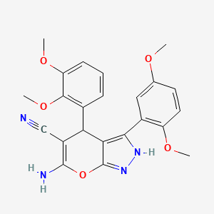 molecular formula C23H22N4O5 B4081650 6-amino-4-(2,3-dimethoxyphenyl)-3-(2,5-dimethoxyphenyl)-1,4-dihydropyrano[2,3-c]pyrazole-5-carbonitrile 