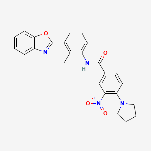 molecular formula C25H22N4O4 B4081659 N-[3-(1,3-benzoxazol-2-yl)-2-methylphenyl]-3-nitro-4-(1-pyrrolidinyl)benzamide 