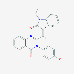 molecular formula C26H21N3O3 B408166 2-[(1-ethyl-2-oxo-1,2-dihydro-3H-indol-3-ylidene)methyl]-3-(4-methoxyphenyl)-4(3H)-quinazolinone 