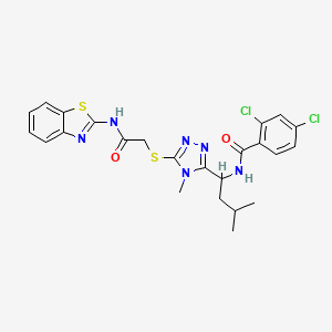 molecular formula C24H24Cl2N6O2S2 B4081671 N-[1-(5-{[2-(1,3-benzothiazol-2-ylamino)-2-oxoethyl]thio}-4-methyl-4H-1,2,4-triazol-3-yl)-3-methylbutyl]-2,4-dichlorobenzamide 