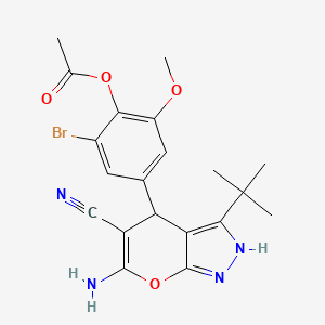 molecular formula C20H21BrN4O4 B4081675 4-(6-amino-3-tert-butyl-5-cyano-1,4-dihydropyrano[2,3-c]pyrazol-4-yl)-2-bromo-6-methoxyphenyl acetate 