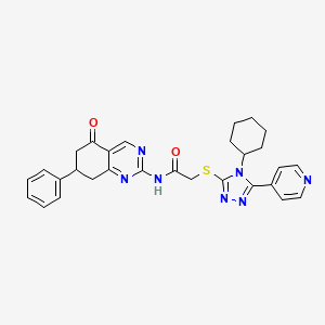 molecular formula C29H29N7O2S B4081684 2-{[4-cyclohexyl-5-(4-pyridinyl)-4H-1,2,4-triazol-3-yl]thio}-N-(5-oxo-7-phenyl-5,6,7,8-tetrahydro-2-quinazolinyl)acetamide 