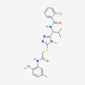 molecular formula C24H28ClN5O3S B4081691 2-chloro-N-{1-[5-({2-[(2-methoxy-5-methylphenyl)amino]-2-oxoethyl}thio)-4-methyl-4H-1,2,4-triazol-3-yl]-2-methylpropyl}benzamide 