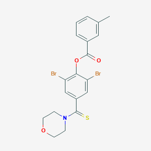 molecular formula C19H17Br2NO3S B408171 2,6-Dibromo-4-(4-morpholinylcarbothioyl)phenyl 3-methylbenzoate 