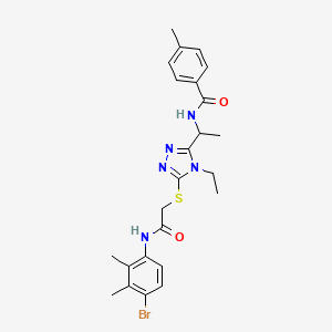 molecular formula C24H28BrN5O2S B4081710 N-{1-[5-({2-[(4-bromo-2,3-dimethylphenyl)amino]-2-oxoethyl}thio)-4-ethyl-4H-1,2,4-triazol-3-yl]ethyl}-4-methylbenzamide 