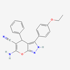 6-amino-3-(4-ethoxyphenyl)-4-phenyl-1,4-dihydropyrano[2,3-c]pyrazole-5-carbonitrile
