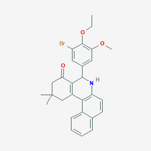 molecular formula C28H28BrNO3 B408174 5-(3-bromo-4-ethoxy-5-methoxyphenyl)-2,2-dimethyl-2,3,5,6-tetrahydrobenzo[a]phenanthridin-4(1H)-one 