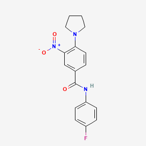 molecular formula C17H16FN3O3 B4081764 N-(4-fluorophenyl)-3-nitro-4-(1-pyrrolidinyl)benzamide 
