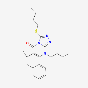 molecular formula C23H30N4OS B4081771 12-butyl-9-(butylthio)-6,6-dimethyl-6,12-dihydrobenzo[h][1,2,4]triazolo[3,4-b]quinazolin-7(5H)-one 