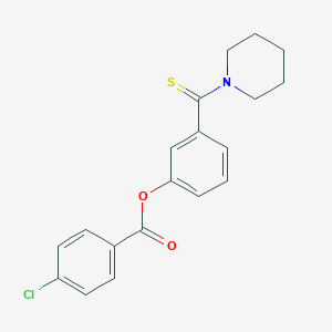 molecular formula C19H18ClNO2S B408179 4-Chloro-benzoic acid 3-(piperidine-1-carbothioyl)-phenyl ester 