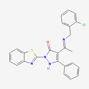 molecular formula C25H19ClN4OS B4081794 2-(1,3-benzothiazol-2-yl)-4-{1-[(2-chlorobenzyl)amino]ethylidene}-5-phenyl-2,4-dihydro-3H-pyrazol-3-one 