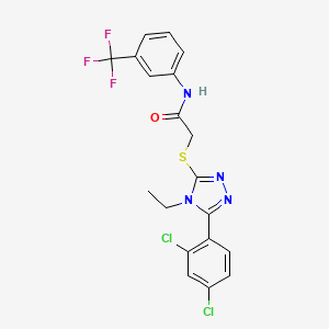 molecular formula C19H15Cl2F3N4OS B4081809 2-{[5-(2,4-dichlorophenyl)-4-ethyl-4H-1,2,4-triazol-3-yl]thio}-N-[3-(trifluoromethyl)phenyl]acetamide 