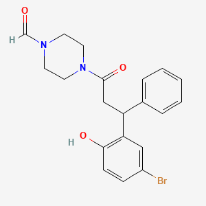 molecular formula C20H21BrN2O3 B4081831 4-[3-(5-bromo-2-hydroxyphenyl)-3-phenylpropanoyl]-1-piperazinecarbaldehyde 