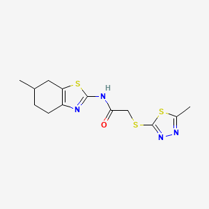 molecular formula C13H16N4OS3 B4081840 N-(6-methyl-4,5,6,7-tetrahydro-1,3-benzothiazol-2-yl)-2-[(5-methyl-1,3,4-thiadiazol-2-yl)thio]acetamide 