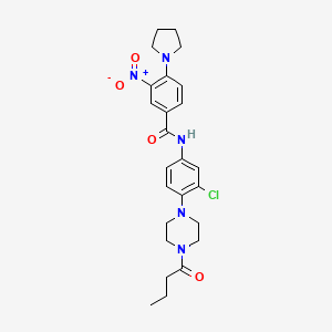 molecular formula C25H30ClN5O4 B4081848 N-[4-(4-butyryl-1-piperazinyl)-3-chlorophenyl]-3-nitro-4-(1-pyrrolidinyl)benzamide 