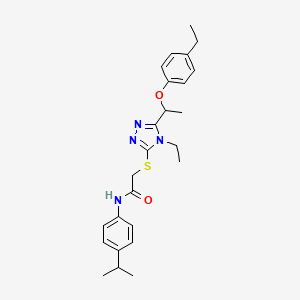 molecular formula C25H32N4O2S B4081852 2-({4-ethyl-5-[1-(4-ethylphenoxy)ethyl]-4H-1,2,4-triazol-3-yl}thio)-N-(4-isopropylphenyl)acetamide 