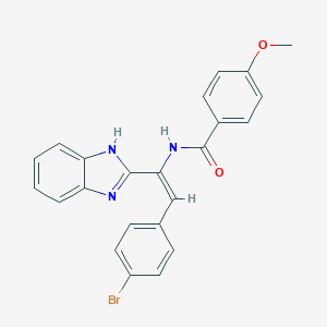 molecular formula C23H18BrN3O2 B408187 N-[1-(1H-benzimidazol-2-yl)-2-(4-bromophenyl)vinyl]-4-methoxybenzamide 