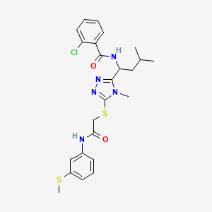 molecular formula C24H28ClN5O2S2 B4081879 2-chloro-N-(3-methyl-1-{4-methyl-5-[(2-{[3-(methylthio)phenyl]amino}-2-oxoethyl)thio]-4H-1,2,4-triazol-3-yl}butyl)benzamide 
