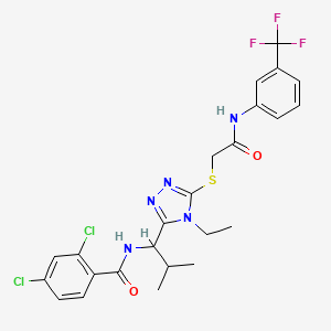 molecular formula C24H24Cl2F3N5O2S B4081886 2,4-dichloro-N-(1-{4-ethyl-5-[(2-oxo-2-{[3-(trifluoromethyl)phenyl]amino}ethyl)thio]-4H-1,2,4-triazol-3-yl}-2-methylpropyl)benzamide 