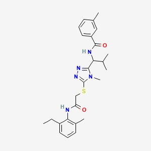 molecular formula C26H33N5O2S B4081913 N-{1-[5-({2-[(2-ethyl-6-methylphenyl)amino]-2-oxoethyl}thio)-4-methyl-4H-1,2,4-triazol-3-yl]-2-methylpropyl}-3-methylbenzamide 