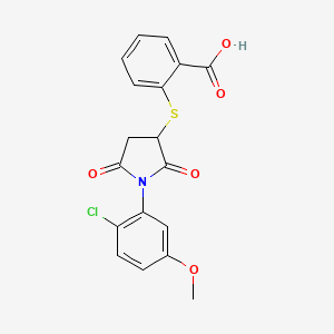 molecular formula C18H14ClNO5S B4081924 2-{[1-(2-chloro-5-methoxyphenyl)-2,5-dioxo-3-pyrrolidinyl]thio}benzoic acid 