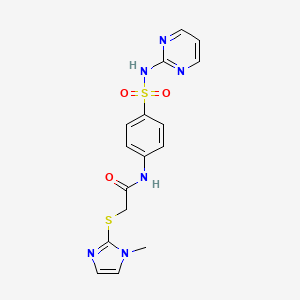 molecular formula C16H16N6O3S2 B4081933 2-[(1-methyl-1H-imidazol-2-yl)thio]-N-{4-[(2-pyrimidinylamino)sulfonyl]phenyl}acetamide 