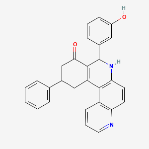 molecular formula C28H22N2O2 B4081936 8-(3-hydroxyphenyl)-11-phenyl-8,10,11,12-tetrahydrobenzo[a]-4,7-phenanthrolin-9(7H)-one 