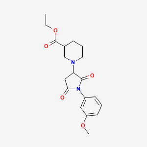 molecular formula C19H24N2O5 B4081940 ethyl 1-[1-(3-methoxyphenyl)-2,5-dioxo-3-pyrrolidinyl]-3-piperidinecarboxylate 