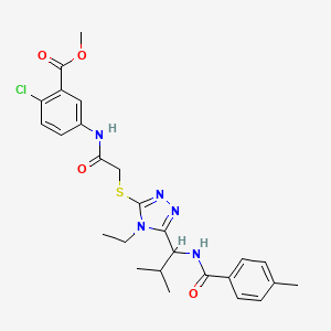 molecular formula C26H30ClN5O4S B4081960 methyl 2-chloro-5-({[(4-ethyl-5-{2-methyl-1-[(4-methylbenzoyl)amino]propyl}-4H-1,2,4-triazol-3-yl)thio]acetyl}amino)benzoate 