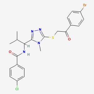 molecular formula C22H22BrClN4O2S B4081964 N-[1-(5-{[2-(4-bromophenyl)-2-oxoethyl]thio}-4-methyl-4H-1,2,4-triazol-3-yl)-2-methylpropyl]-4-chlorobenzamide 