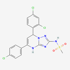 molecular formula C18H14Cl3N5O2S B4081965 N-[5-(4-chlorophenyl)-7-(2,4-dichlorophenyl)-4,7-dihydro[1,2,4]triazolo[1,5-a]pyrimidin-2-yl]methanesulfonamide 