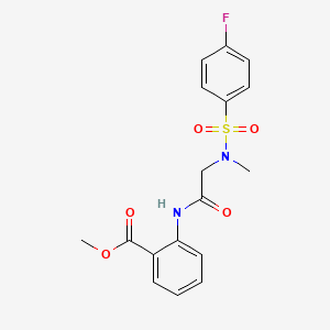 molecular formula C17H17FN2O5S B4082024 methyl 2-({N-[(4-fluorophenyl)sulfonyl]-N-methylglycyl}amino)benzoate 