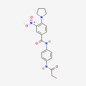molecular formula C20H22N4O4 B4082034 3-nitro-N-[4-(propionylamino)phenyl]-4-(1-pyrrolidinyl)benzamide 