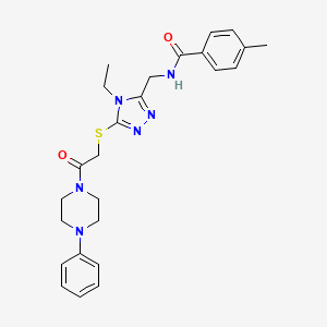 molecular formula C25H30N6O2S B4082036 N-[(4-ethyl-5-{[2-oxo-2-(4-phenyl-1-piperazinyl)ethyl]thio}-4H-1,2,4-triazol-3-yl)methyl]-4-methylbenzamide 