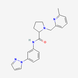 molecular formula C21H23N5O B4082059 1-[(6-methyl-2-pyridinyl)methyl]-N-[3-(1H-pyrazol-1-yl)phenyl]prolinamide 
