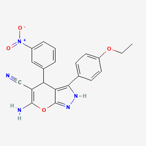 molecular formula C21H17N5O4 B4082064 6-amino-3-(4-ethoxyphenyl)-4-(3-nitrophenyl)-1,4-dihydropyrano[2,3-c]pyrazole-5-carbonitrile 