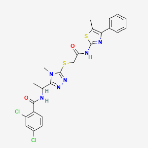 molecular formula C24H22Cl2N6O2S2 B4082074 2,4-dichloro-N-{1-[4-methyl-5-({2-[(5-methyl-4-phenyl-1,3-thiazol-2-yl)amino]-2-oxoethyl}thio)-4H-1,2,4-triazol-3-yl]ethyl}benzamide 