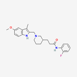 molecular formula C25H30FN3O2 B4082090 N-(2-fluorophenyl)-3-{1-[(5-methoxy-3-methyl-1H-indol-2-yl)methyl]-3-piperidinyl}propanamide 