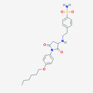 molecular formula C24H31N3O5S B408210 4-[2-({1-[4-(Hexyloxy)phenyl]-2,5-dioxopyrrolidin-3-yl}amino)ethyl]benzenesulfonamide CAS No. 352219-12-6