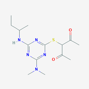 molecular formula C14H23N5O2S B4082116 3-{[4-(sec-butylamino)-6-(dimethylamino)-1,3,5-triazin-2-yl]thio}-2,4-pentanedione 