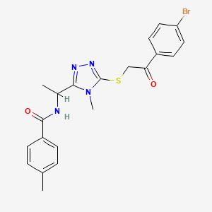 molecular formula C21H21BrN4O2S B4082118 N-[1-(5-{[2-(4-bromophenyl)-2-oxoethyl]thio}-4-methyl-4H-1,2,4-triazol-3-yl)ethyl]-4-methylbenzamide 