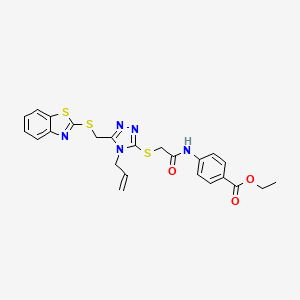 molecular formula C24H23N5O3S3 B4082122 ethyl 4-{[({4-allyl-5-[(1,3-benzothiazol-2-ylthio)methyl]-4H-1,2,4-triazol-3-yl}thio)acetyl]amino}benzoate 